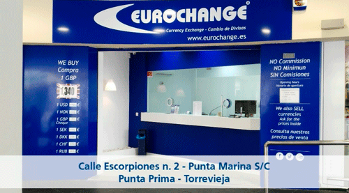 Currency exchange office in Punta Prima, Alicante
