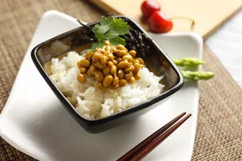 Typical breakfasts: Natto with rice in Japan